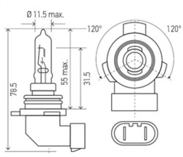 Hella Bulb 9012LL/HIR2 12V 55W PX22d