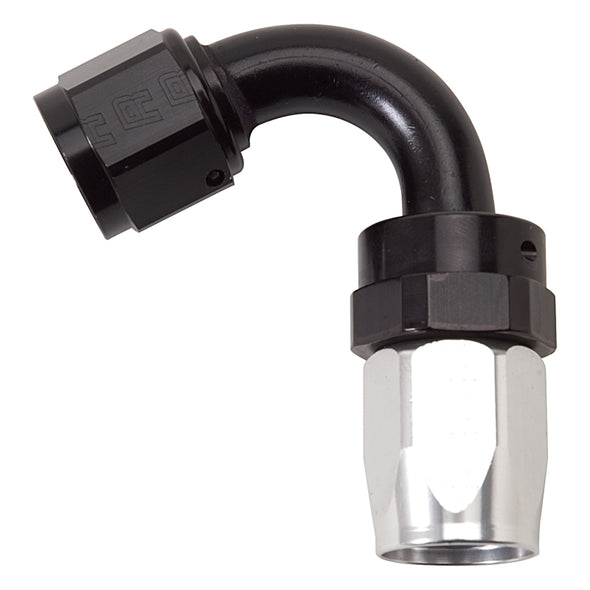 Russell Performance -12 AN Black/Silver 120 Degree Tight Radius Full Flow Swivel Hose End