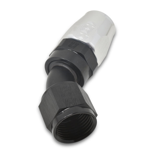 Russell Performance -4 AN Black/Silver 45 Degree Full Flow Hose End