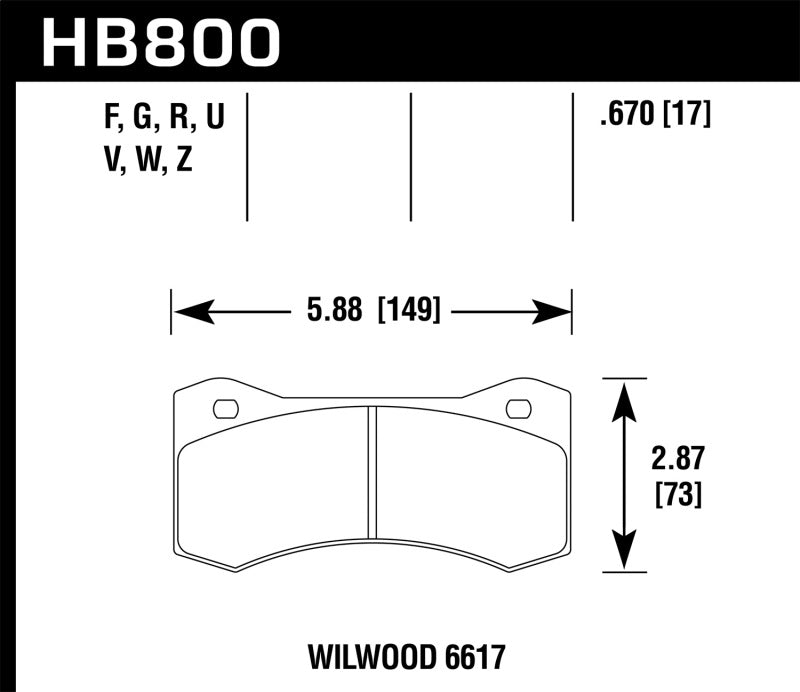 Hawk Wilwood 17mm 6617 Caliper Brake Pad Set