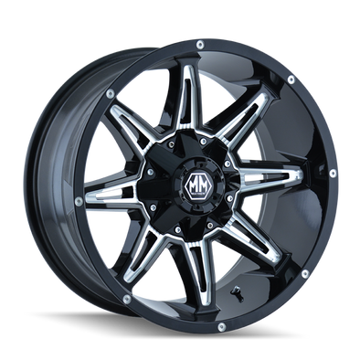 Mayhem 8090 Rampage 18x9 / 8x165.1 BP / 18mm Offset / 130.8mm Hub Black w/ Milled Spokes Wheel