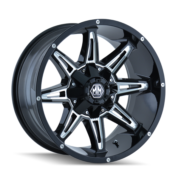 Mayhem 8090 Rampage 18x9 / 8x165.1 BP / 18mm Offset / 130.8mm Hub Black w/ Milled Spokes Wheel