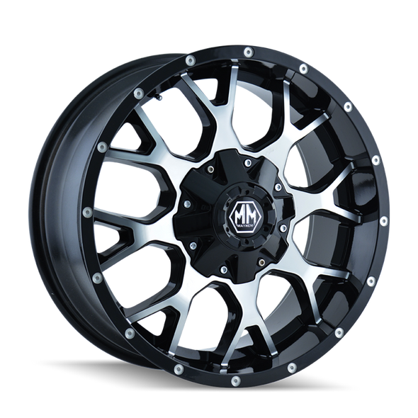 Mayhem 8015 Warrior 17x9 / 6x135 BP / -12mm Offset / 106mm Hub Black/Machined Face Wheel