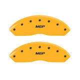 MGP 4 Caliper Covers Engraved Front & Rear MGP Yellow Finish Black Char 2005 Ford Mustang