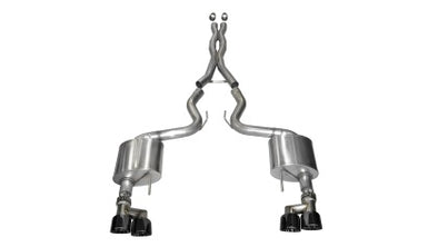 2015-2020 Corsa Ford Mustang GT 5.0 3in Cat Back Exhaust Black Quad Tips (Xtreme)