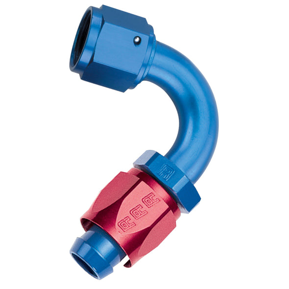 Russell Performance -6 AN Red/Blue 120 Degree Full Flow Swivel Hose End (With 9/16in Radius)