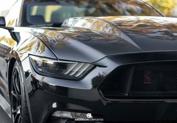 2015 - 2017 MUSTANG DOUBLE SIDED CARBON FIBER COWL HOOD