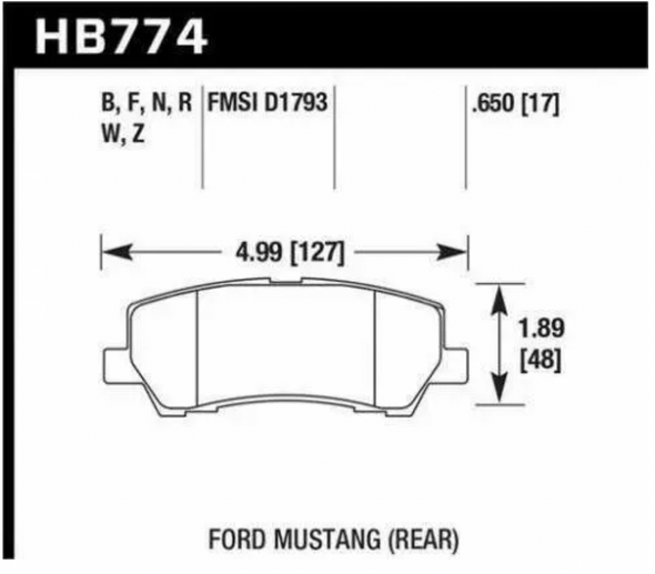 Hawk Motorsports Brake Pads (2015-2017 Mustang) - HB774G.650