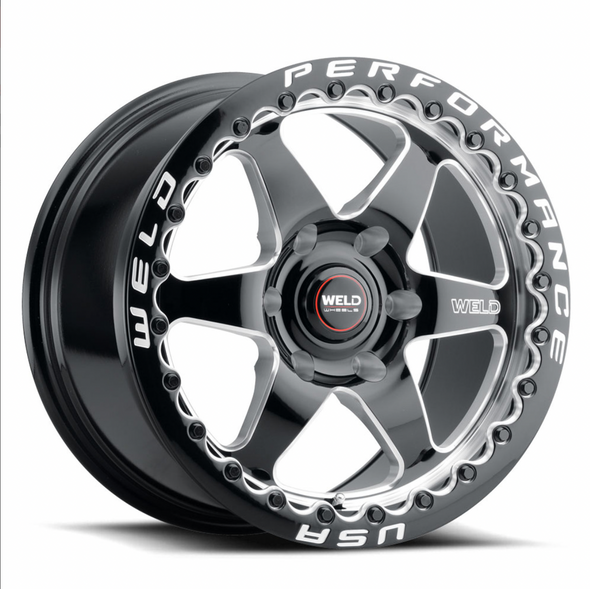 WELD Ventura 6 Beadlock Drag Gloss Black Wheel with Milled Spokes 17x10 | 6x135BC | +42 Offset | 7.25 Backspacing - S90970089P42