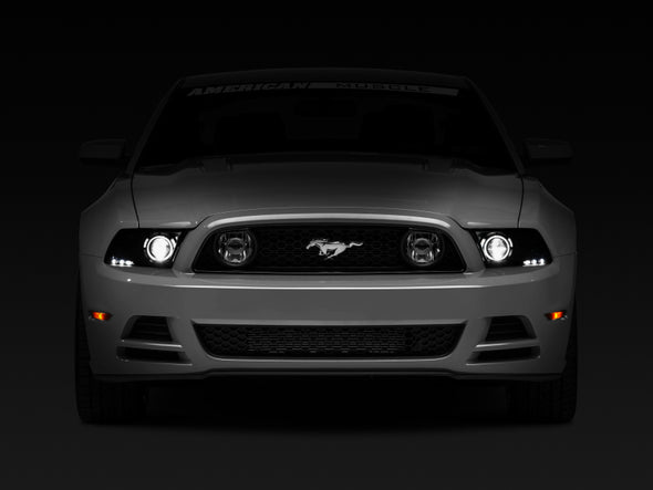 Raxiom 13-14 Ford Mustang w/ Factory HIDLED Halo Projector Headlights- Black Housing (Smoked Lens)