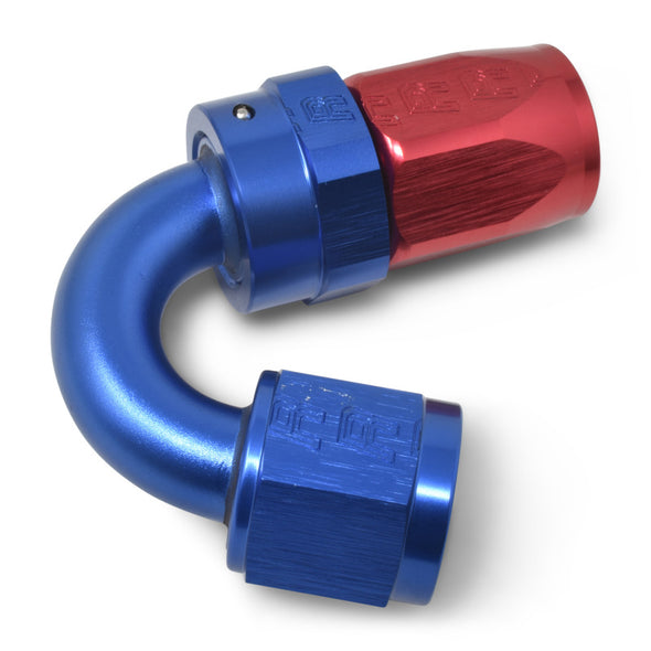 Russell Performance -12 AN Red/Blue 150 Degree Full Flow Swivel Hose End (With 1-1/8in Radius)