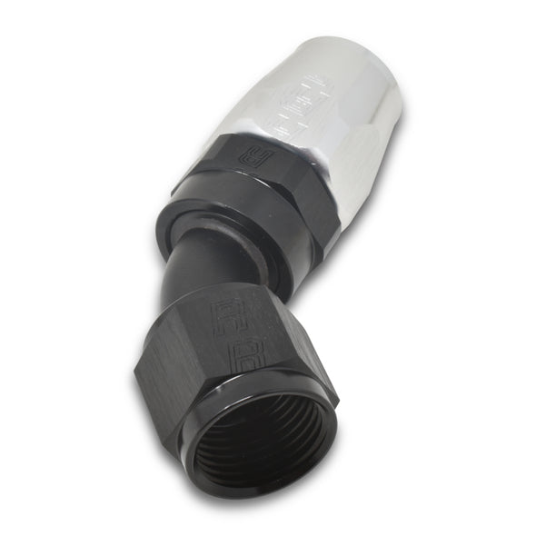 Russell Performance -8 AN Black/Silver 45 Degree Full Flow Hose End