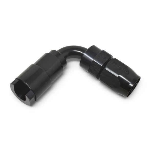 Russell Performance 3/8in SAE Quick Disc Female to -6 Hose Black 90 Degree Hose End