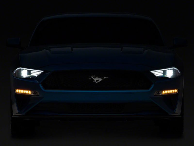 Raxiom 18-23 Ford Mustang GT EcoBoost LED Projector Headlights- Blk Housing (Clear Lens)