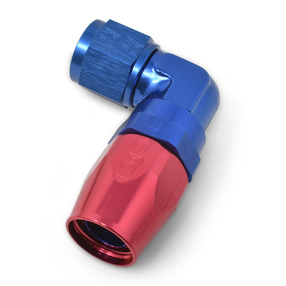 Russell Performance -6 AN Red/Blue 90 Degree Forged Aluminum Swivel Hose End