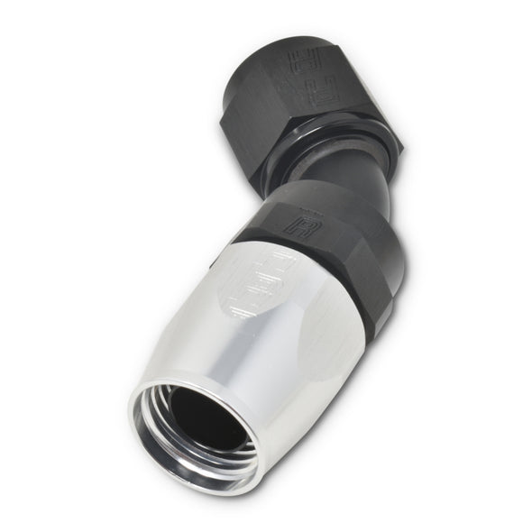 Russell Performance -4 AN Black/Silver 45 Degree Full Flow Hose End