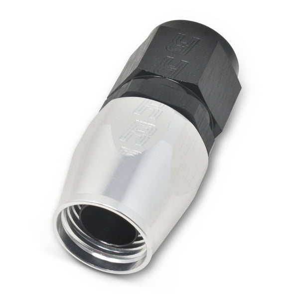 Russell Performance -4 AN Black/Silver Straight Full Flow Hose End