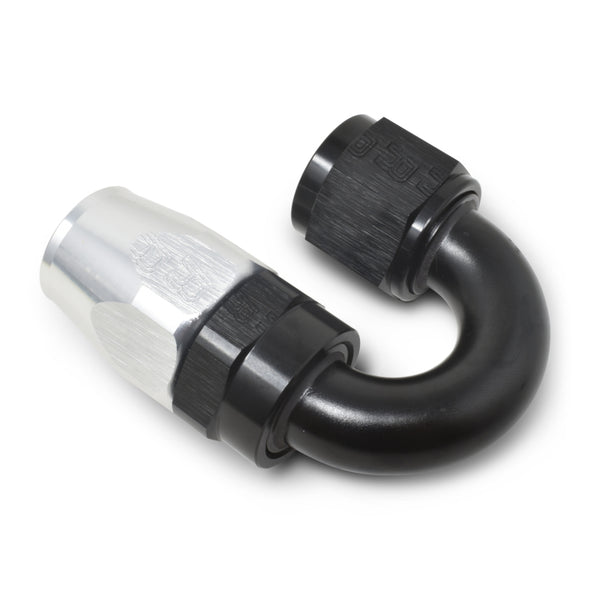 Russell Performance -10 AN Black/Silver 180 Degree Tight Radius Full Flow Swivel Hose End