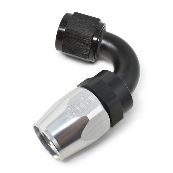 Russell Performance -6 AN Black/Silver 120 Degree Tight Radius Full Flow Swivel Hose End