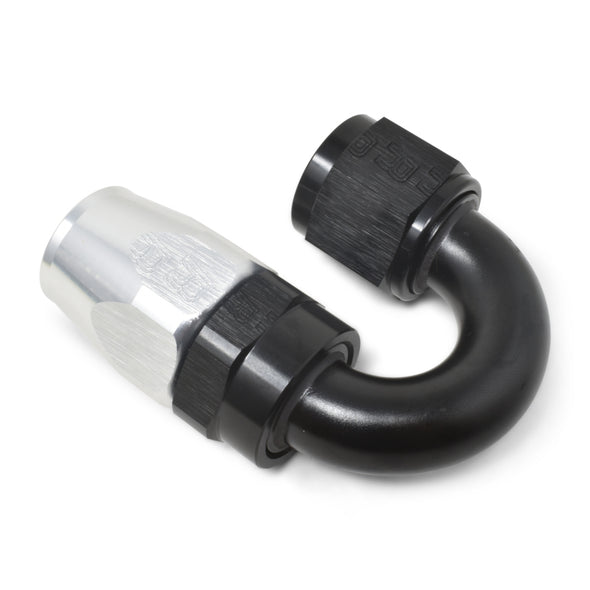 Russell Performance -8 AN Black/Silver 180 Degree Tight Radius Full Flow Swivel Hose End
