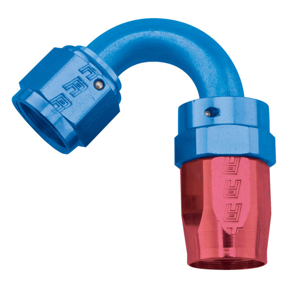Russell Performance -8 AN Red/Blue 120 Degree Full Flow Swivel Hose End (With 3/4in Radius)
