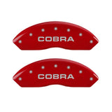 MGP 4 Caliper Covers Engraved Front Cobra Engraved Rear Snake Red finish silver ch