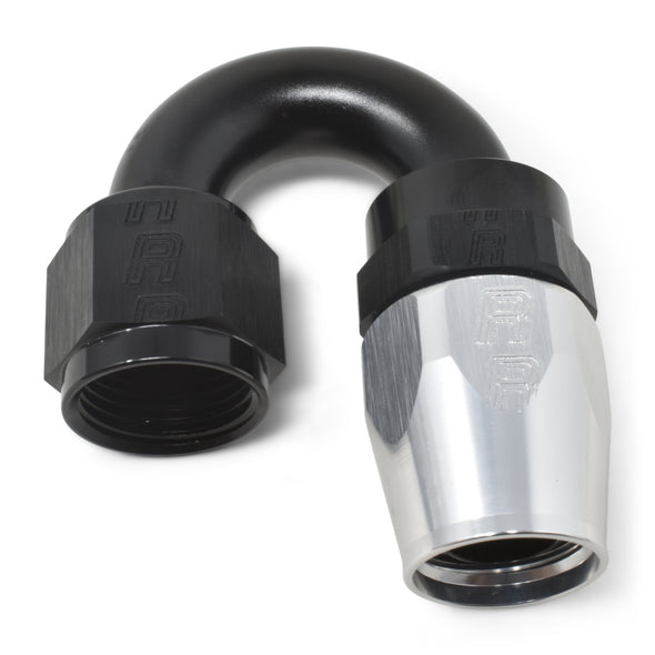Russell Performance -10 AN Black/Silver 180 Degree Tight Radius Full Flow Swivel Hose End