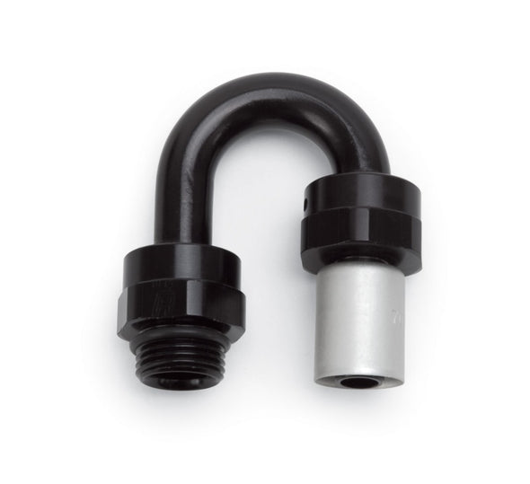 Russell Performance -6 SAE Port Male to -6 AN Hose 180 Degree Crimp On Hose End - Black Anodized