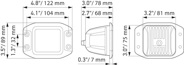 Hella Universal Black Magic 3.2in L.E.D. Cube Kit - Flood Beam (Flush Mount)