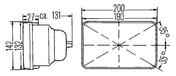 Hella Vision Hlmp Kit 190X132Mm H4 12V (Qty 2) (Legal in US for MOTORCYLCES ONLY)