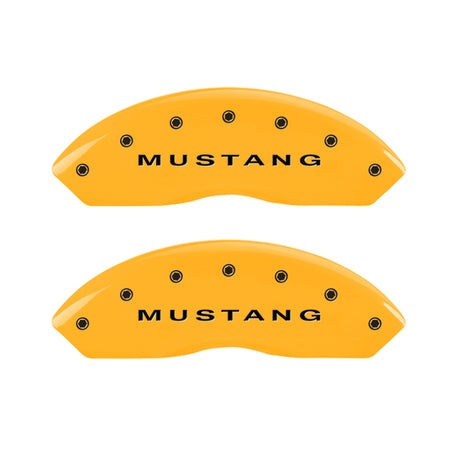 MGP 4 Caliper Covers Engraved Front Mustang - Engraved Rear S197/GT - Yellow Finish Blk Characters