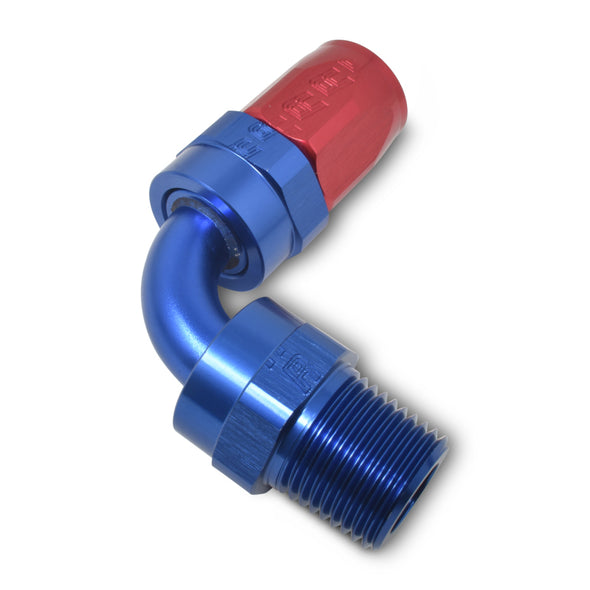 Russell Performance -6 AN Red/Blue 90 Degree Full Flow Swivel Pipe Thread Hose End (With 1/8in NPT)