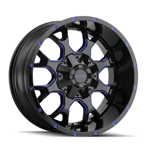 Mayhem 8015 Warrior 17x9 / 6x135 BP / -12mm Offset / 106mm Hub Black w/ Prism Blue Wheel