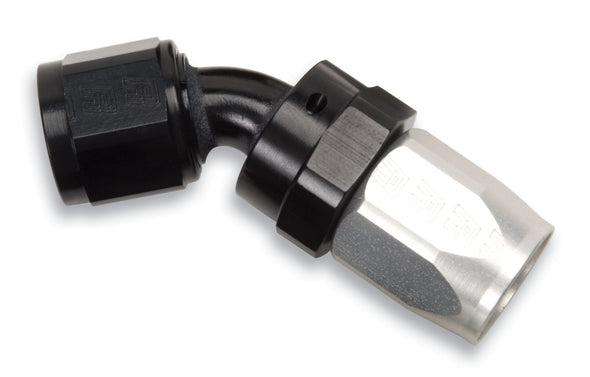 Russell Performance -6 AN Black/Silver 45 Degree Full Flow Swivel Hose End