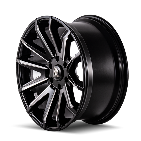 Mayhem 8109 Crossfire 22x9.5 / 6x139.7 BP / 25mm Offset / 106mm Hub Black w/ Milled Spokes Wheel