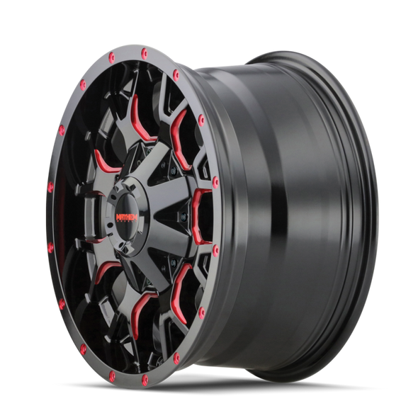 Mayhem 8015 Warrior 20x9 / 6x135 BP / 0mm Offset / 106mm Hub Black w/ Prism Red Wheel