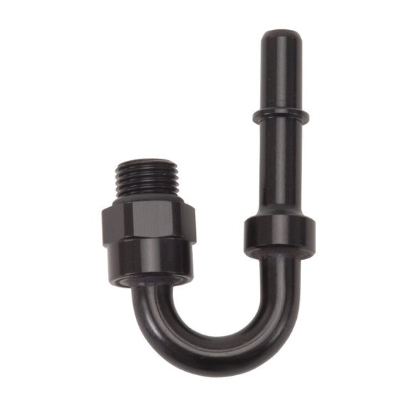 Russell Performance Adapter Fitting 3/8in SAE Quick Disc Male to #6 SAE Port Male Swivel 180Deg Blk