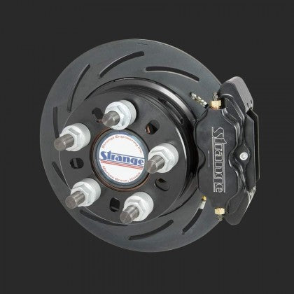 Strange Pro Series II Rear Brake Kit - 2 Piece Rotors, Four Piston Calipers & Soft Metallic Pads (2015-2020 Mustang GT) - B1723WC2