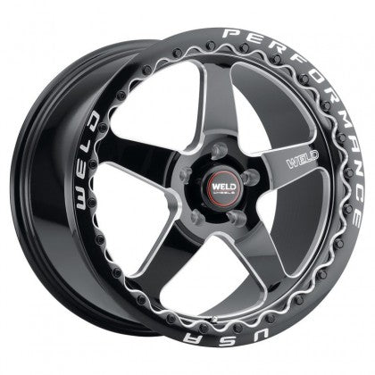 Weld Ventura 5 Beadlock Drag Gloss Black Wheel with Milled Spokes 18x10 | 5x114.3 BC (5x4.5) | +50 Offset | 7.50 Backspacing - S90480067P50